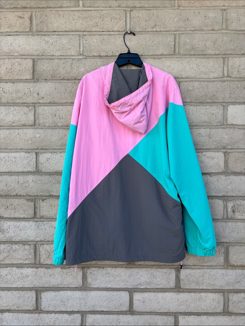 Vintage Empyre Color Block Windbreaker Pink Teal Gray Size Large - Picture 7 of 7